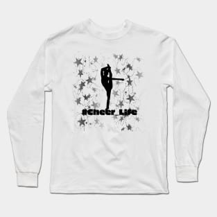 #cheer_Life Design with Silver Star Background Long Sleeve T-Shirt